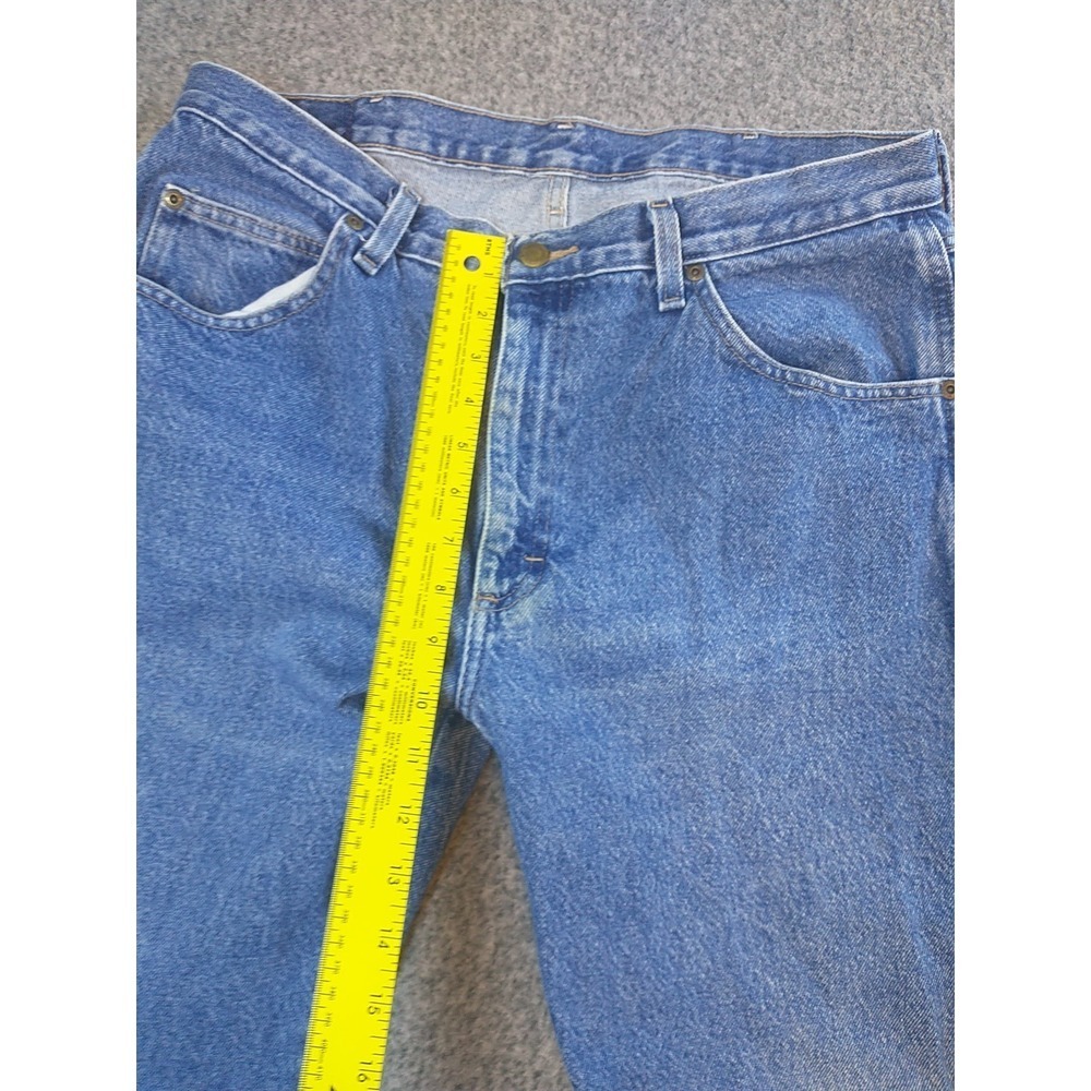 Wrangler 96501DS Mens Blue Denim Straight Leg Regular Fit Jeans 34x29 Distressed - Picture 8 of 16